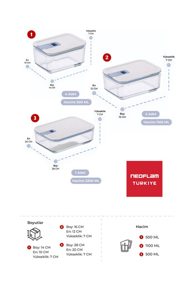 NEOFLAM High-quality, airtight glass storage box. Capacity 750ML