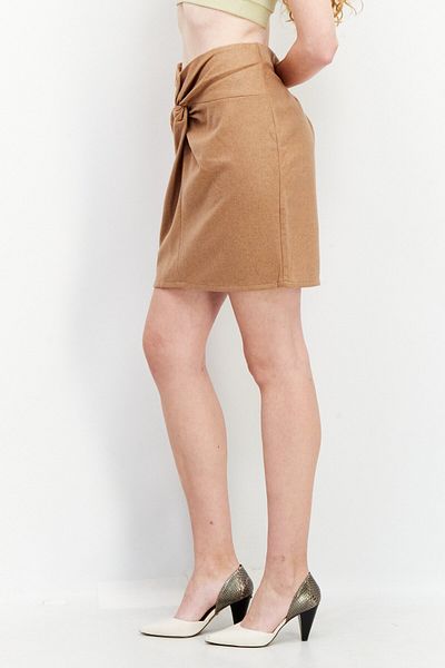 NA-KD Women Textured Knot Mini Skirt, Brown
