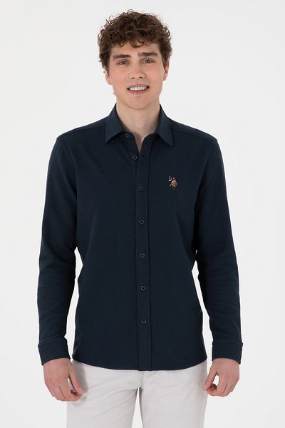 U.S. Polo Assn. Мъжка тъмносиня плетена риза 50300402-VR033