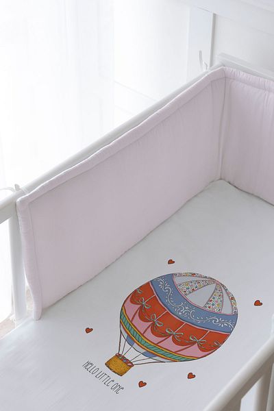 Tuğba Kuğu Pink Zezig & Royal Series Baby Bedside & Sleep Set - Protective and Printed Sheet