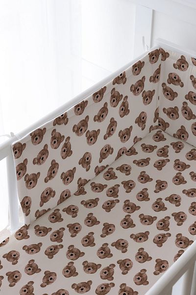 Tuğba Kuğu Baby Bedside Protector and Printed Sheet Sleeping Set - Iconic Series - Tiny Bear