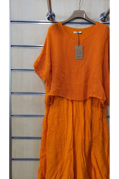 Park Moda Italian Cotton Dress with Mesh Detail