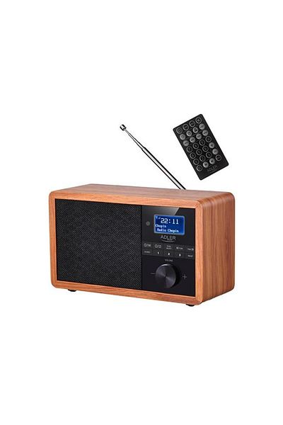 adler Adler Clock Radio, Bluetooth, Wood, Brown/Black