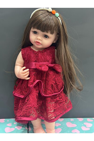 happystoretr Gerçekçi bebek yeni doğmuş emaye bebek 55 cm simüle kız benek için elbiseli yumuşak silikon bebek