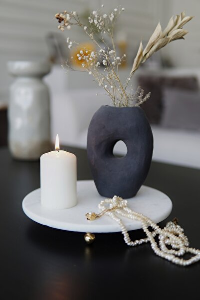 EVLE Sunumluk - Beyaz Mermer, Sunum Tabağı - 25 Cm