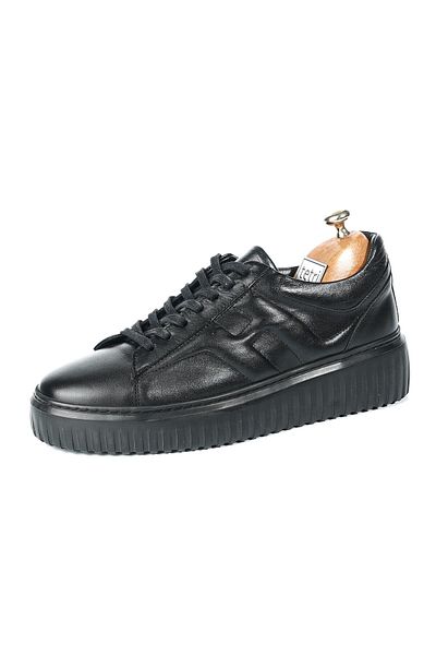 TETRİ Dantes Model Genuine Leather Handmade Men's Black Casual Sneaker