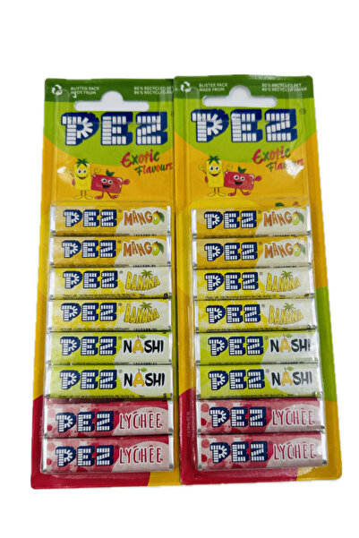 Pez Exotic Meyve Aromalı Flavours Şeker Blister 8'li Yedek Şekerleme Avantaj Paket