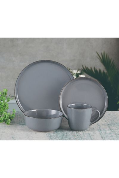 Bien Servi 16-Piece Elegant Design High Quality Stoneware Dinner Set 28.5 x 28.5 x 30 cm