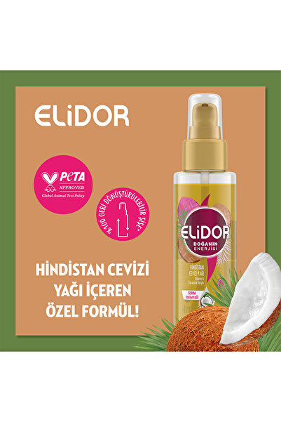 Elidor Doğanın Enerjisi Serum Saç Bakım Yağı Hindistan Cevizi Yağı 80 ml X2 Adet
