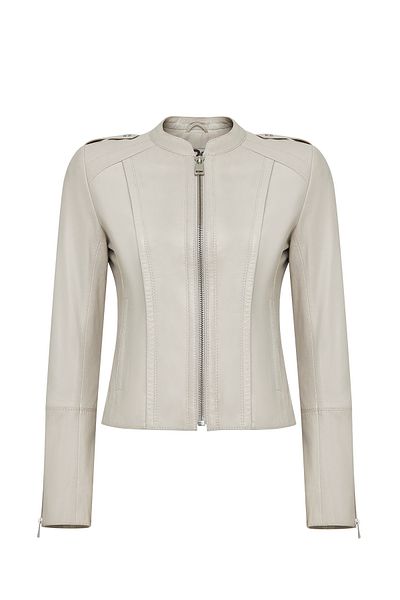 Derimod Cherie Women Beige Slim Short Leather Jacket 25Sgm 520251