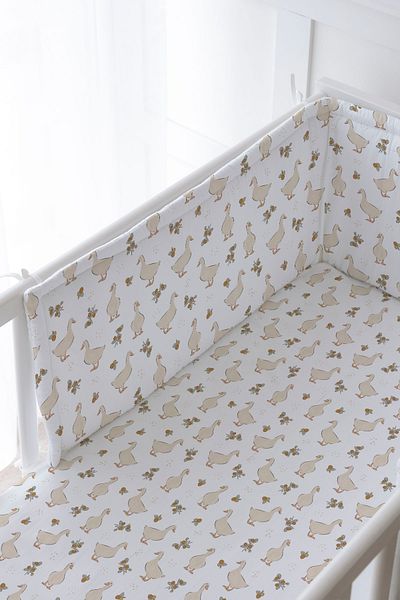 Tuğba Kuğu Baby Bedside Protector and Printed Sheet Sleeping Set - Iconic Series - Vintage Goose