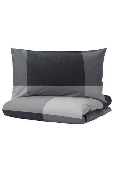 IKEA BRUNKRISSLA Duvet cover and pillowcase, black, 150 x 200/50 x 80 cm