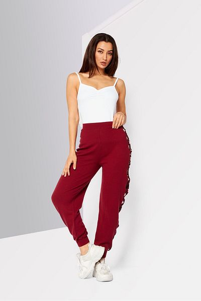 Stella McCartney Women Regular Fit Textured Pull On Sweatpants, Maroon