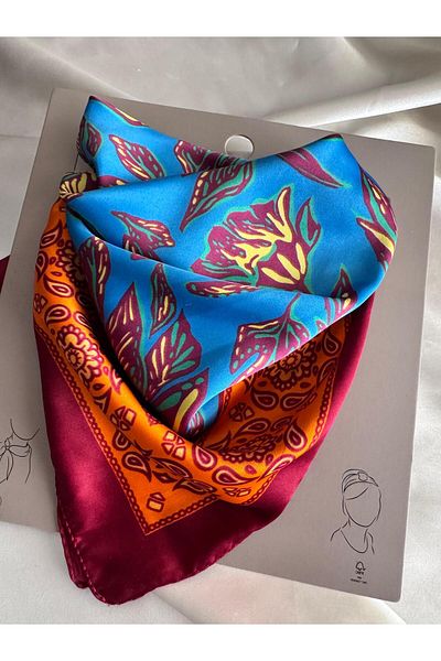 H&S AKSESUAR Patterned Square Satin Scarf