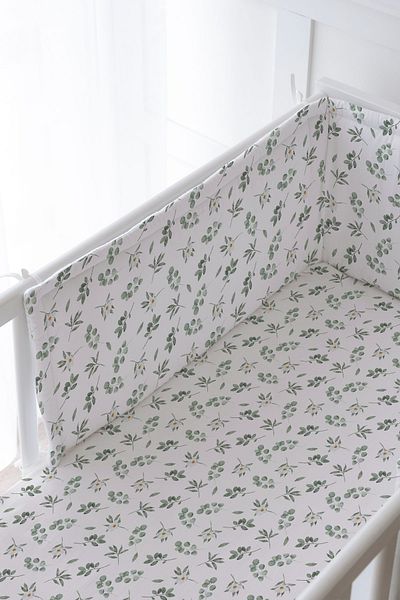 Tuğba Kuğu Baby Bedside Protector and Printed Sheet Sleeping Set - Iconic Series - Eucalyptus