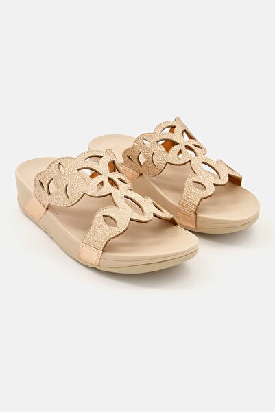 Fitflop Women Embellished Elora Crystal Slides, Beige/Rose Gold