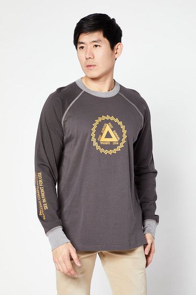 Diesel Men Crew Neck Long Sleeve Brand Logo T-shirt, Grey
