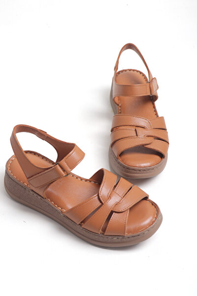 Ayakkabı Vakti Жіночі босоніжки з натуральної шкіри на низькому каблуці з рем...