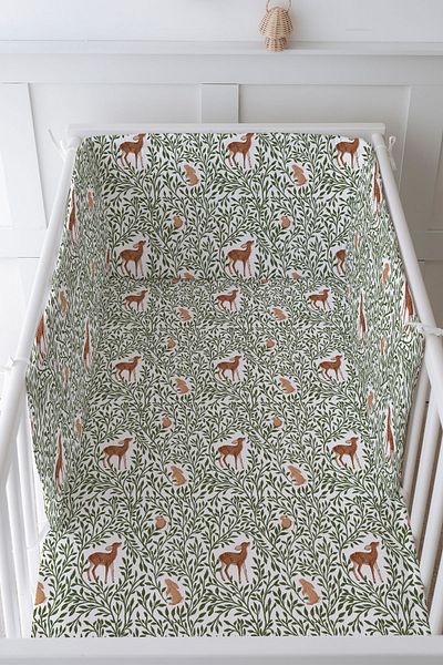 Tuğba Kuğu Baby Bedside Protector and Printed Sheet Sleeping Set - Iconic Series - Forest Animals