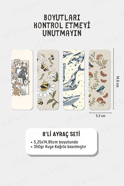 Eldesen Tasarım Desktop Guide Bookmark 5.25X14.85Cm Size, Thin
