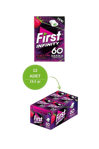 First Infinity 60 Minute Strawberry & Lime Flavored Sugar Free Dragee Gum - 12 Pieces