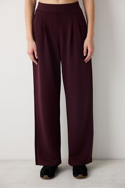 Penti Dark Plum High Waist Pleat Straight Pants