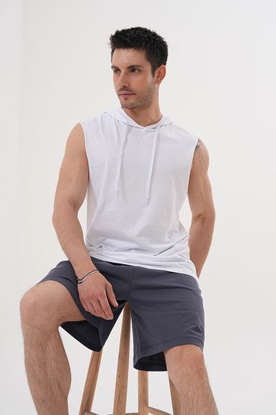 ACTIVE MODA -Men's Smoke Color Sports Athlete- Shorts Suit 2-Piece Cotton Fabric Large Size