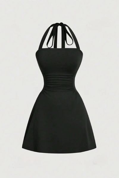 World Fashion Trends Halter Neck Gathered Waist Mini Dress Jt5064