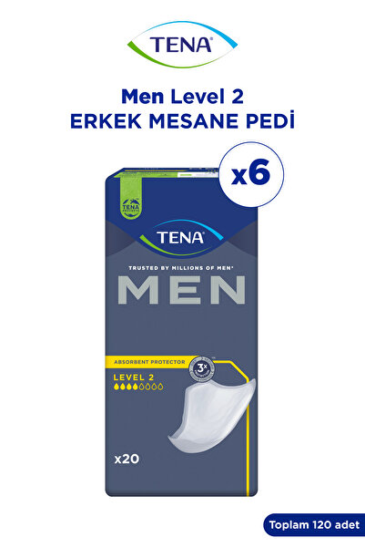 TENA Men Level-2, Erkek Mesane Pedi, 4 Damla, 20'li 6 Paket 120 Adet