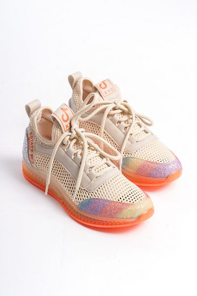 Solo Bag Del'Solera Women's Lace-Up Stylish Mesh Stone High Sole Sneaker Sports Shoes