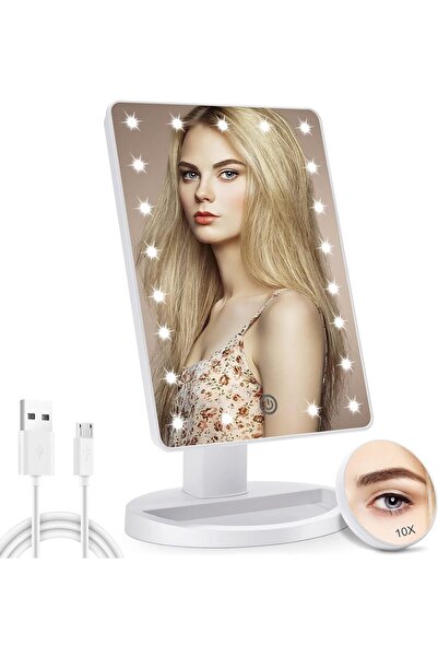 ETG مرآة مكياج مضيئة مع مرآة مكبرة 10 مرات