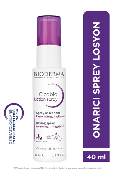 Bioderma Cicabio Lotion Spray Hasar Görmüş Cilt Anında Kurutucu Sprey Losyon Yüz, Vücut Yetişkin, Çocuk 40 ml