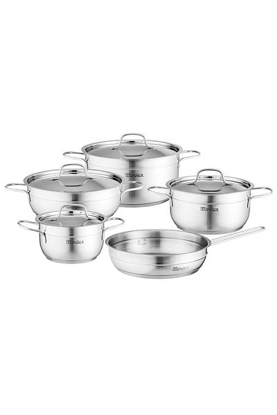 Mirolex 9-piece striped stainless steel cookware set