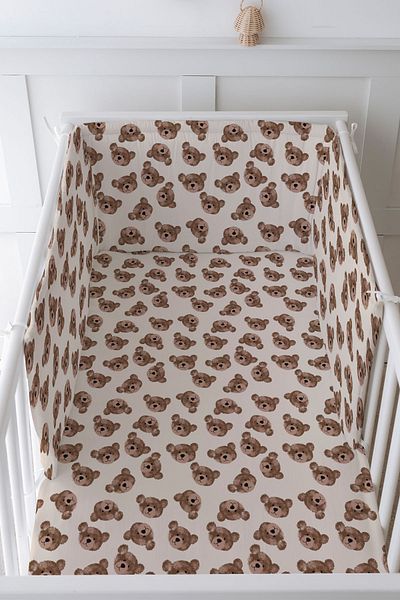Tuğba Kuğu Baby Bedside Protector and Printed Sheet Sleeping Set - Iconic Series - Tiny Bear