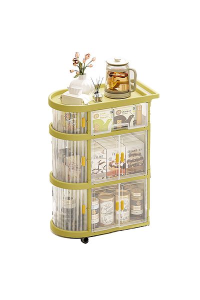 Yeya 3 In 1 Baby Supplies Storage Shelf, 3-Layer Folding And Movable Trolley Shelves For Storage