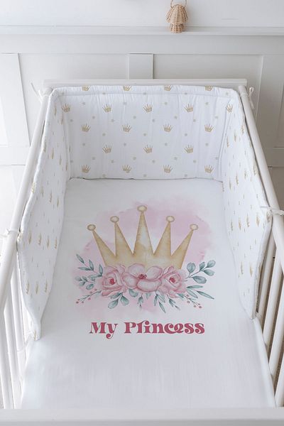 Tuğba Kuğu Baby Bedside Protector and Printed Sheet Sleeping Set - for Baby Series - Little Princess