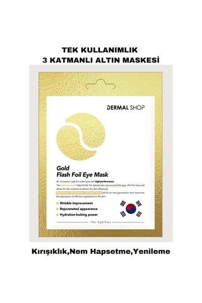 Dermal 3 Layer Gold Gold Flash Foil Paper Eye Mask Against Under-Eye Bags 4 Gr 5 Pieces