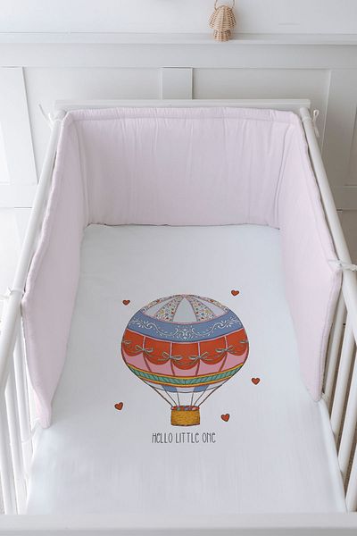Tuğba Kuğu Pink Zezig & Royal Series Baby Bedside & Sleep Set - Protective and Printed Sheet