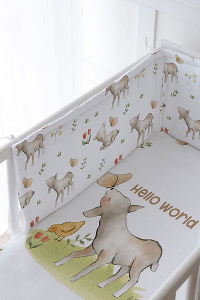 Tuğba Kuğu Baby Sleeping Set - Protective Bedside and Sleeping Sheet - Pure Baby Series - Kelebekle Lamb