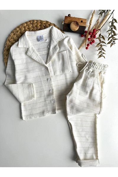 anonim Boy's Cotton Linen Fabric Collar Jacket Set