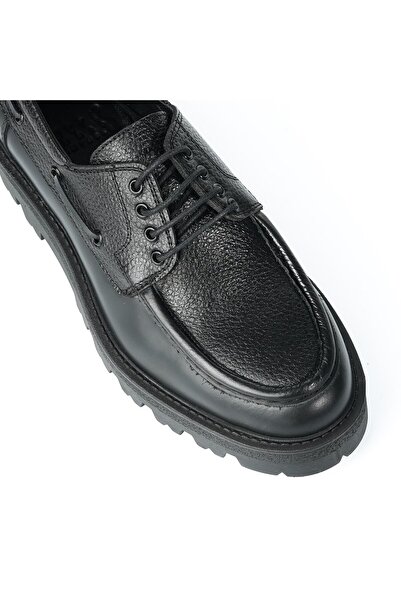 TETRİ Ortega Model Genuine Leather Handmade Men's Black Casual Shoes