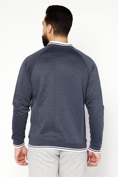 Sovereign Code Men Long Sleeve Quilted Jacket Shirt, Grey/white