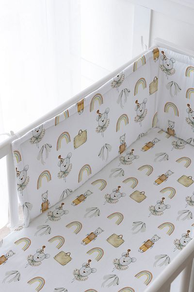 Tuğba Kuğu Baby Bedside Protector and Printed Sheet Sleeping Set - İconic Series - Antique Teddy Bear