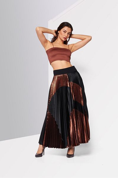 Stella McCartney Women Pleated Casual Maxi Skirts, Black