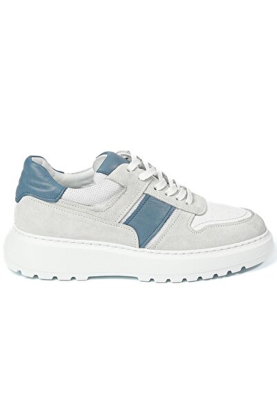 TETRİ Strauss Model Hakiki Deri El Yapımı Erkek Beyaz - Lacivert Sneaker