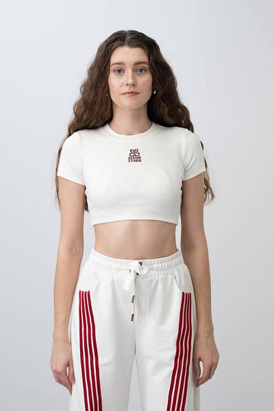 LOCO Girl's Embroidered Half Sleeve Crop Body
