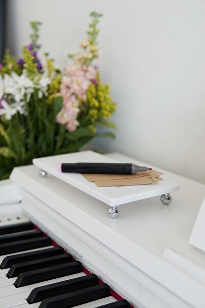 EVLE Beyaz Mermer Dikdörtgen Sunum Tabağı 24x12 cm | Çok Amaçlı Dekoratif Stand