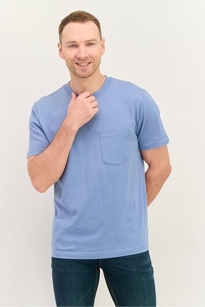 GAP Men Crew Neck Short Sleeve Solid T Shirt, Slate Blue