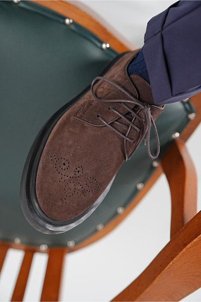 TETRİ Halet Model Genuine Leather Handmade Men's Coffee Color Casual Shoes