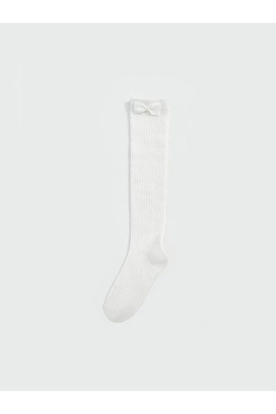 LC Waikiki Lcw Kids White Bow Detailed Girls' Knee Socks